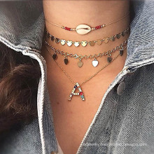 Shangjie OEM Colorful zircon with diamonds English A-Z letter necklace copper gold color necklaces
